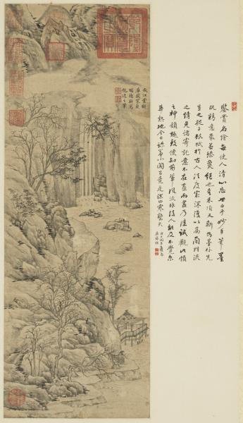 明項德新秋江雲樹圖　軸