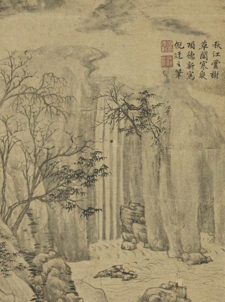 明項德新秋江雲樹圖　軸
