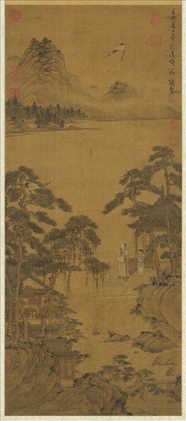 明關思放鶴圖　軸