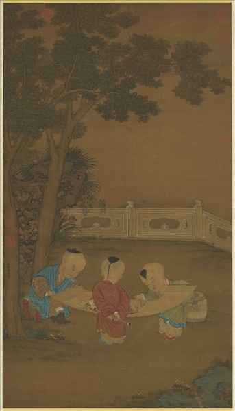 宋錢選三元送喜　軸