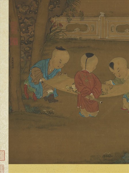 宋錢選三元送喜　軸