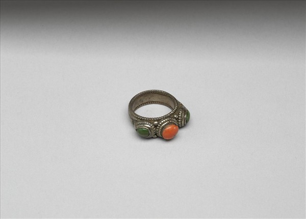 銀嵌珊瑚松石戒指