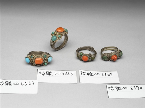 銀嵌珊瑚松石戒指