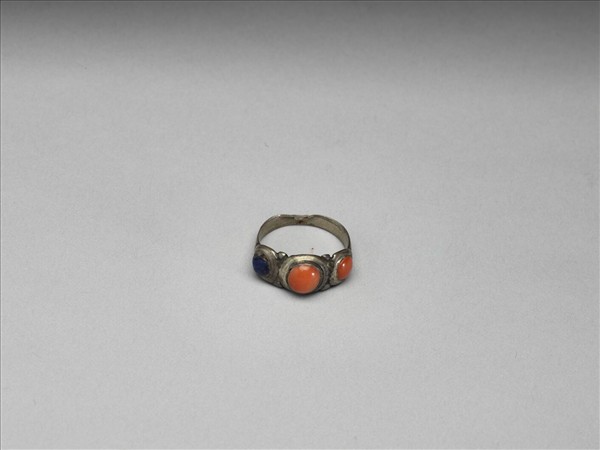 銀嵌珊瑚松石戒指