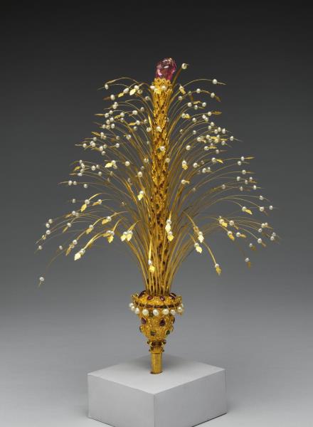 包金嵌珠石帽花