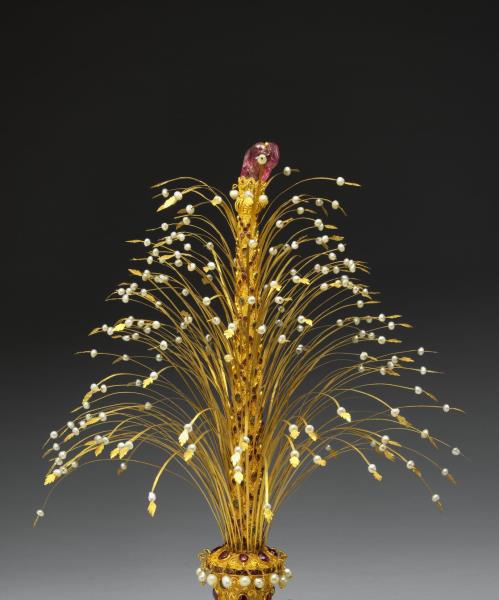 包金嵌珠石帽花