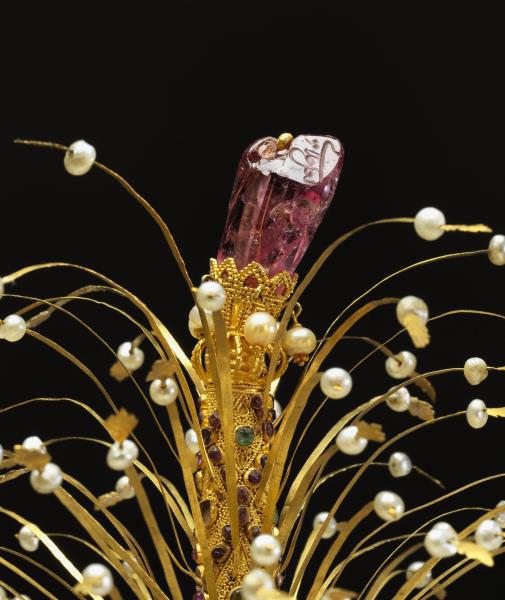 包金嵌珠石帽花