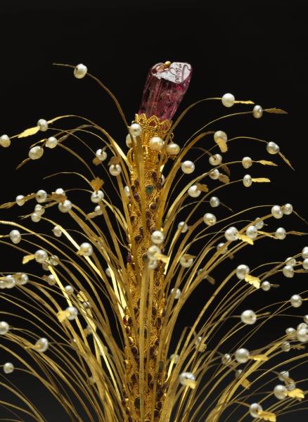 包金嵌珠石帽花