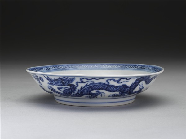 青花龍文盤