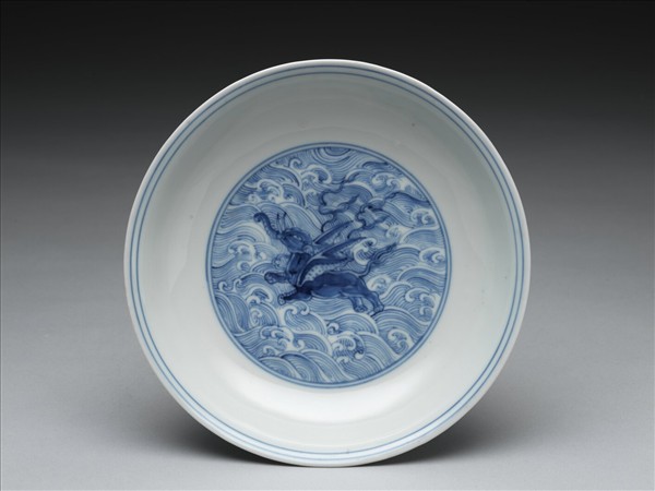 官窯 青花海獸盤
