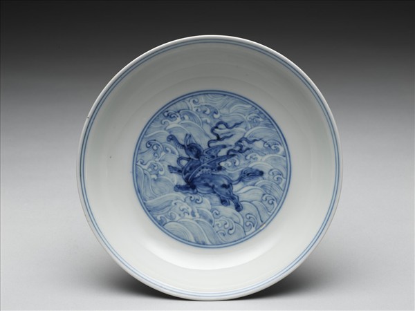 官窯 青花海獸盤