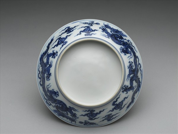 青花龍文盤