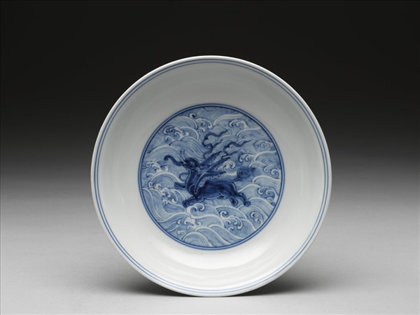 官窯 青花海獸盤