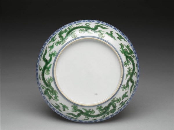 官窯 青花綠彩龍文盤