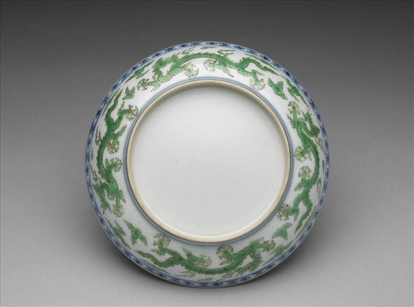 官窯 青花綠彩龍文盤