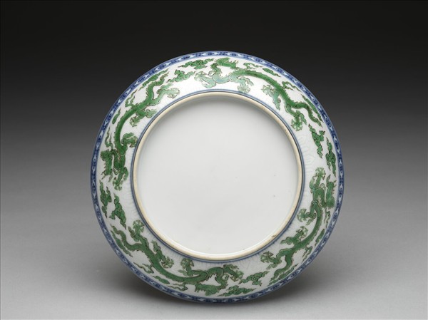 官窯 青花綠彩龍文盤