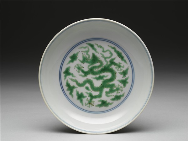 官窯 青花綠彩龍文盤