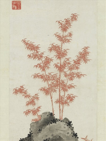 明孫克弘畫朱竹　軸