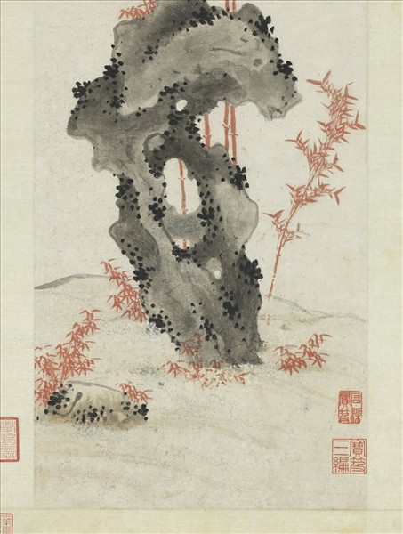 明孫克弘畫朱竹　軸