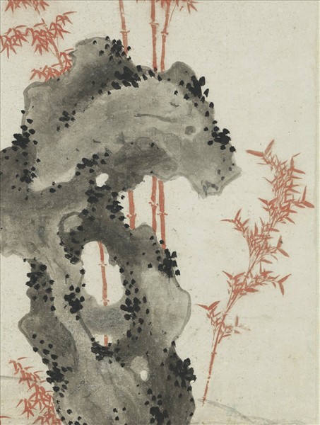 明孫克弘畫朱竹　軸