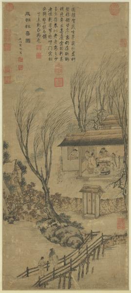 明宋旭歲朝報喜圖　軸