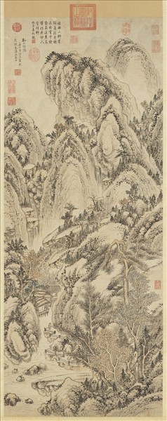 明李紹箕谿山訪隱圖　軸