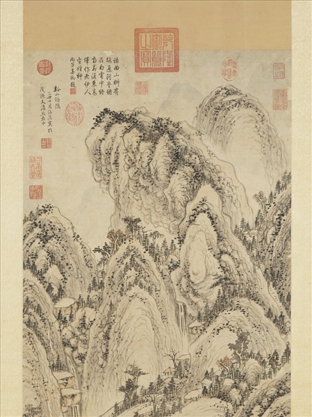 明李紹箕谿山訪隱圖　軸