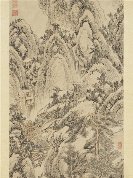 明李紹箕谿山訪隱圖　軸