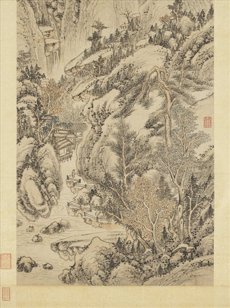 明李紹箕谿山訪隱圖　軸