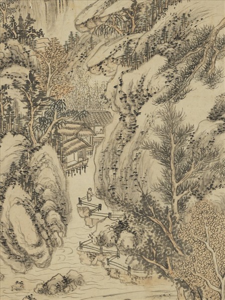 明李紹箕谿山訪隱圖　軸