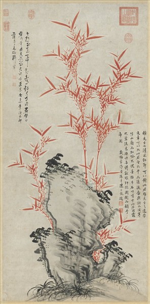 明倪元璐朱竹　軸