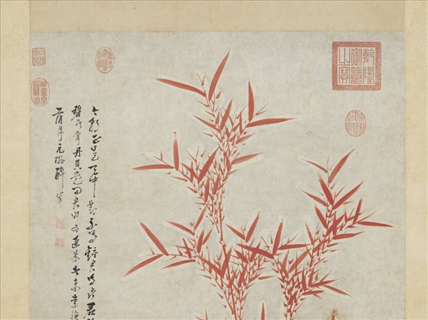 明倪元璐朱竹　軸