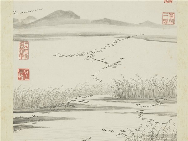 明項聖謨畫蘆雁　軸