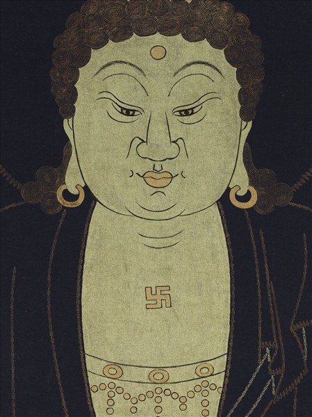 清彭元瑞書壽字無量壽佛像　軸