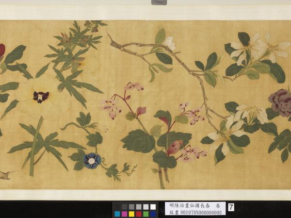 明陸治畫仙圃長春　卷