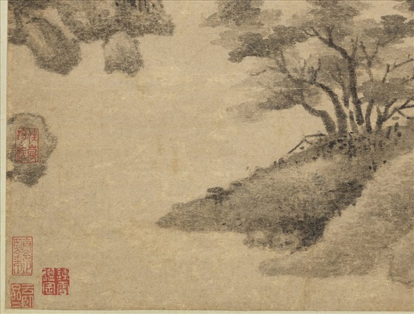 宋米友仁溪山烟雨　軸