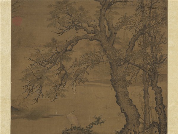 宋人秋渚文禽　軸