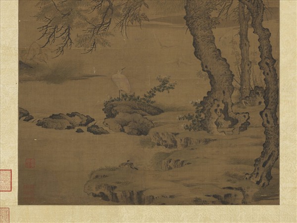 宋人秋渚文禽　軸