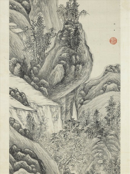 明文伯仁吳山春霽　軸