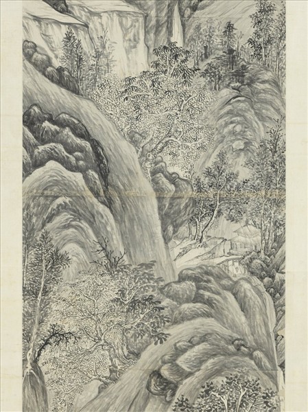 明文伯仁吳山春霽　軸