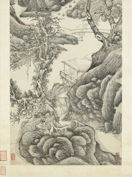 明文伯仁吳山春霽　軸