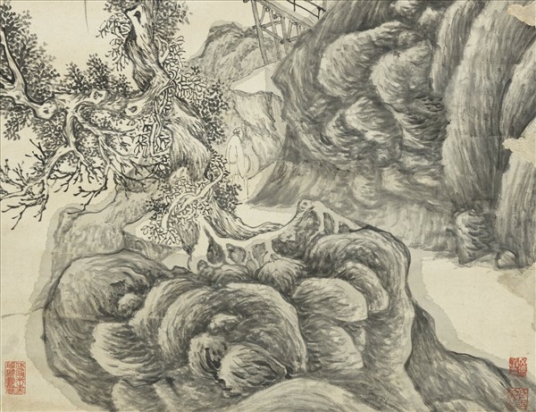 明文伯仁吳山春霽　軸