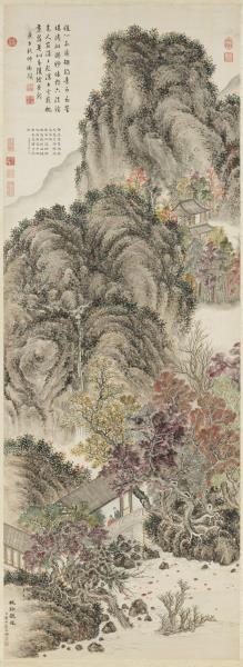 清董邦達楓谿觀瀑高宗御題　軸