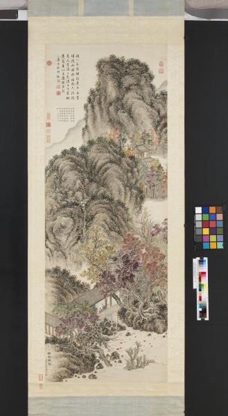 清董邦達楓谿觀瀑高宗御題　軸