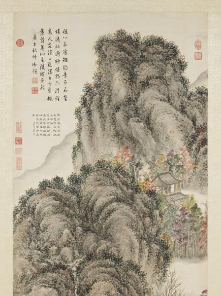 清董邦達楓谿觀瀑高宗御題　軸