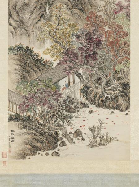 清董邦達楓谿觀瀑高宗御題　軸