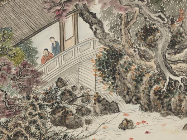 清董邦達楓谿觀瀑高宗御題　軸