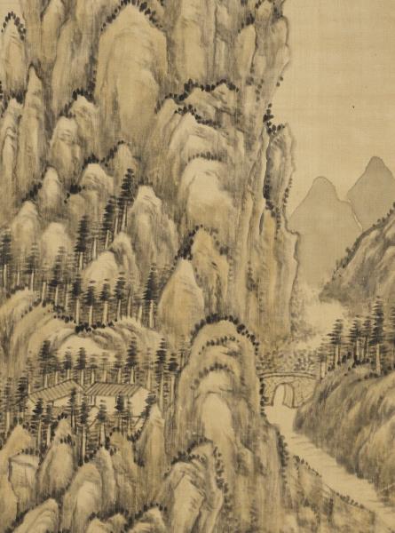 清王炳畫天平山景　軸