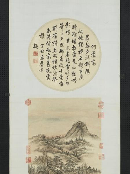 清董邦達雷峰夕照御題　軸