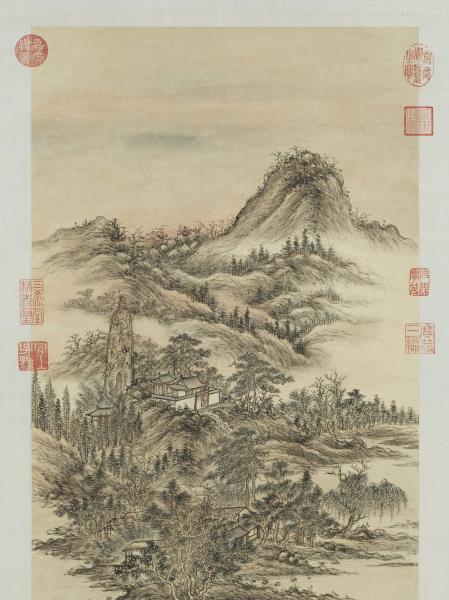 清董邦達雷峰夕照御題　軸